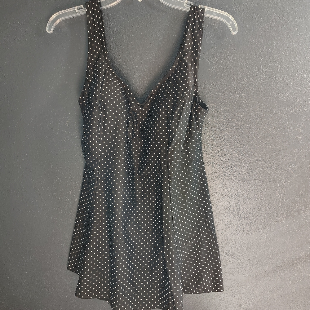 Shore Shapes Black and White Polka Dot One-Piece Swimsuit Dress